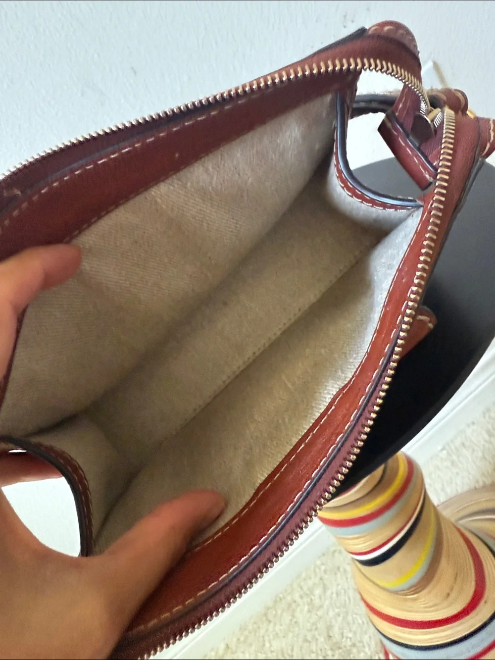 Chloe Saddle Brown Leather Wristlet Clutch